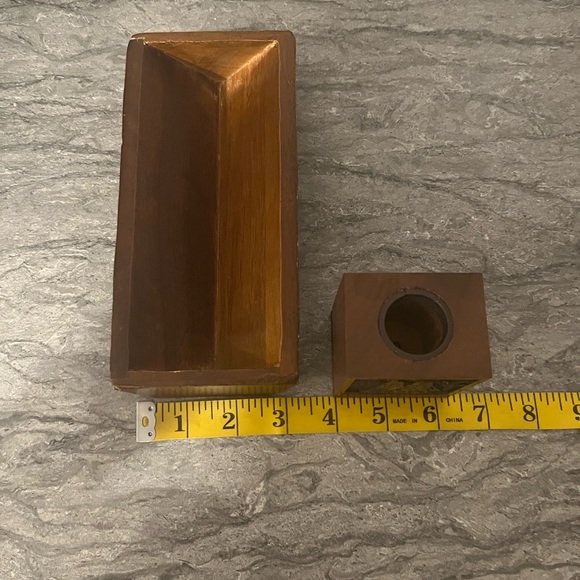 Vintage Lasercraft Walnut Wood Engraved Tall Ships Paper clip/Pen Holder Tray - Picture 15 of 15